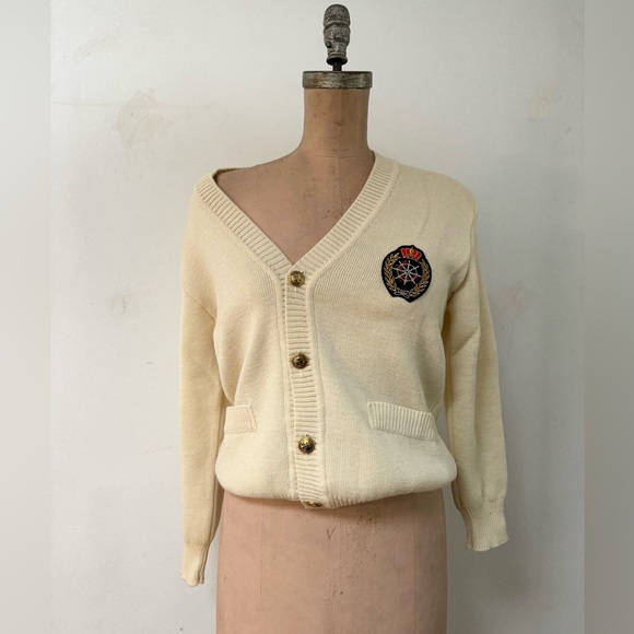 vintage deadstock ARMOR-LUX cream wool cardigan made in France SMALL - Picture 1 of 10
